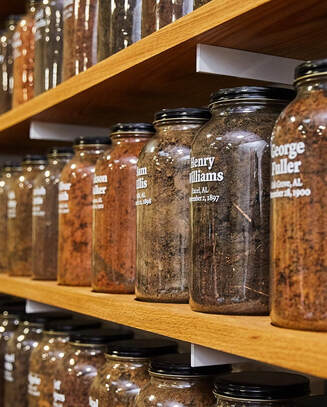 Jars of soil collected at lynching sites